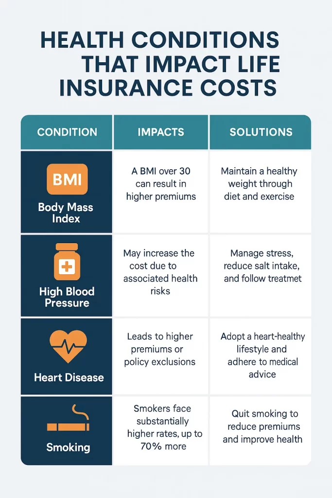Health condition in life insurance premiums
